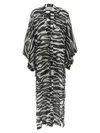 Attico Animal Print Sheer Caftan With Kimono Sleeves In Black