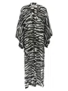 Attico Animal Print Sheer Caftan With Kimono Sleeves In Black