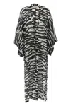 Attico Animal Print Sheer Caftan With Kimono Sleeves In Black