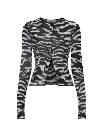 Attico Animal-motif Knit Cardigan In Black
