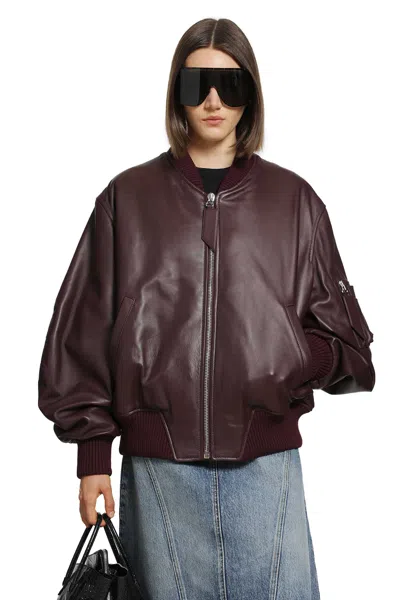 Attico Purple Anja Bomber Jacket In Brown