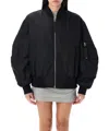 Attico Bomber Jacket With Bishop Sleeves In Black