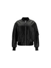 Attico Black Leather Bomber Jacket In Black