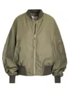 Attico Green Bomber Jacket With Zip Pocket On The Sleeve In Tech Fabric Woman In Green