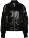 Attico Oversized Nappa Leather Bomber Jacket In Schwarz