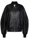 Attico Bomber Jacket With Ribbed Collar And Zip Pockets In Black