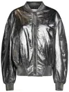 Attico Oversized Silver Bomber Jacket In Silver