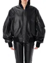 Attico Anja Leather Bomber Jacket In Black