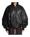 Attico Bomber Jacket With Ribbed Collar And Zip Pockets In Black