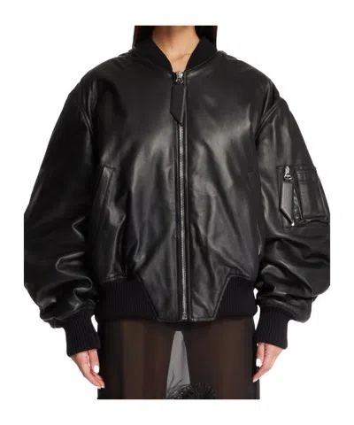 ATTICO THE ATTICO LEATHER BOMBER JACKET