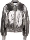 Attico Metallic Bomber Jacket In Silver