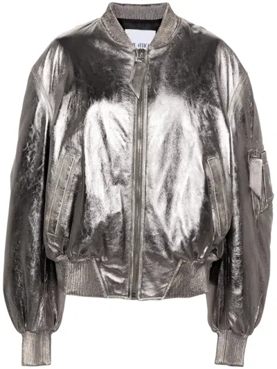 ATTICO ANJA METALLIC LEATHER BOMBER JACKET