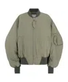 Attico Green Bomber Jacket With Zip Pocket On The Sleeve In Tech Fabric Woman In Gray