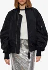 Attico Bomber Jacket With Bishop Sleeves In Black