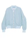 Attico Anja Bomber Jacket Ribbed Knit Pockets In Blue