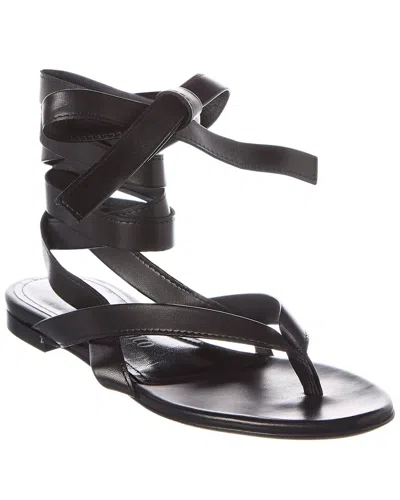 Attico Ankle Strap Leather Sandal In Black