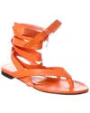Attico Ankle Strap Leather Sandal In Orange