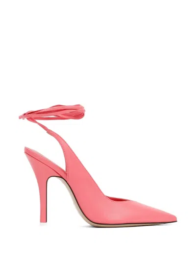 Attico Ankle Tie Leather Pumps In Pink