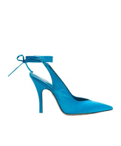 Attico Ankle-tied Leather Pumps In Blue