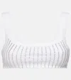 Attico Crystal-embellished Cotton Top In White