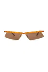 Attico Aria Cat Eye Sunglasses With Tortoiseshell Frame In Yellow Gold  Blonde T-shell  & Brown