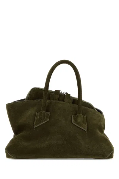 Attico Army Green Suede Mini La Passeggiata Handbag In Brown