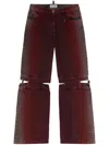 Attico Cutout Mid Rise Jeans In Rot