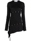 Attico Studded Asymmetric Convertible Dress In Black