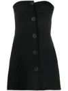 Attico Asymmetric Buttoned Minidress In Black
