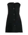 Attico Strapless Cady Mini Dress W/ Buttons In Black