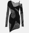 Attico Asymmetric Chiffon Minidress In Black