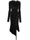 Attico Black Midi Dress With Snap Buttons In Black