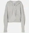 Attico Asymmetric Cotton-blend Jersey Hoodie In Grey