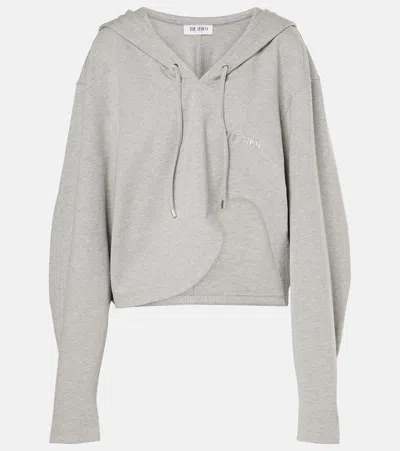 Attico Asymmetric Cotton-blend Jersey Hoodie In Grey