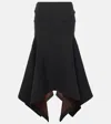 Attico Grey Midi Skirt With Logo Lettering And Handkerchief Hem In Cotton Woman In Black