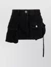 Attico 'fay' Black Mini-skirt With Oversized Cargo Pockets