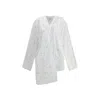 Attico Womens White Asymmetric Monogram Cotton-blend Mini Dress In White