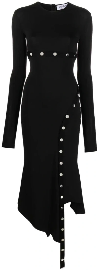 Attico Black Midi Dress With Snap Buttons