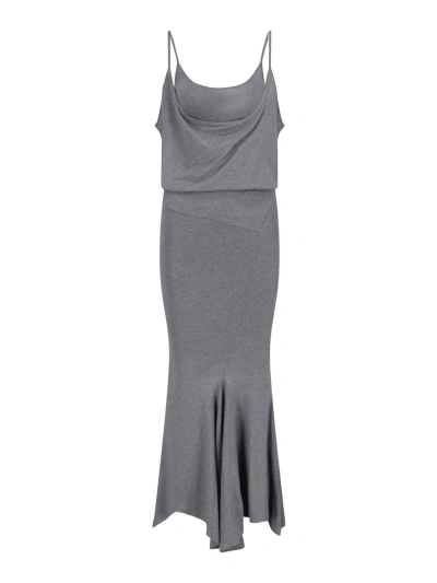 Attico Asymmetric Dress In Grey