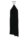Attico Halter Neck Sleeveless Midi Dress With Side Slit In Black