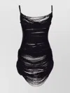 Attico Asymmetric Hem Mini Dress With Charleston Effect In Black