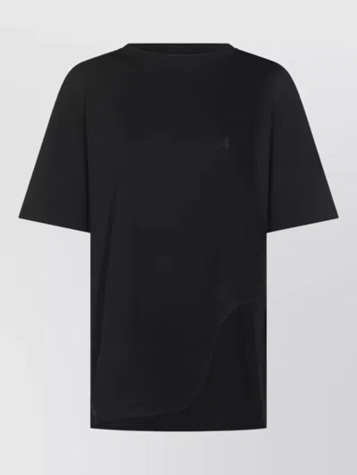 Attico Asymmetric Hem Short Sleeve Top Design In Black