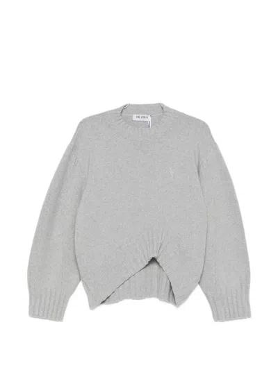 Attico Asymmetric-hem Sweater In Gray