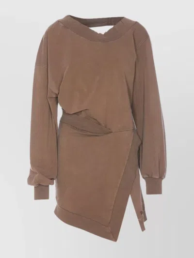 Attico Asymmetric Hem Wrap Detail Dress