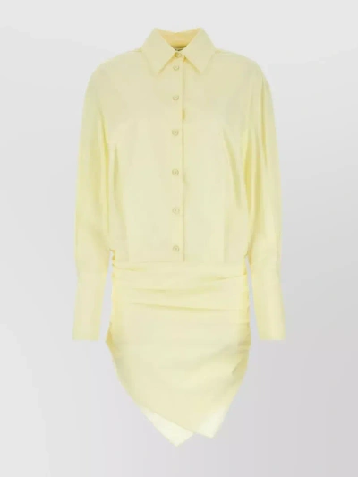 Attico Hatty Shirt Minidress In Yellow