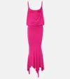 Attico Draped Asymmetric Jersey Midi Dress In Pink