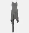 Attico Asymmetric Jersey Minidress In Grey