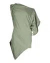 Attico Asymmetric Logo-embossed T-shirt In Green Cotton In Green