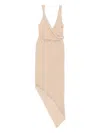 Attico Asymmetric Midi Dress In Neutral
