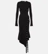 Attico Black Midi Dress With Snap Buttons In Black